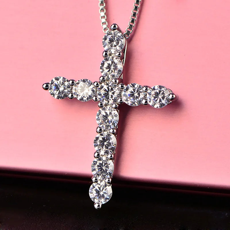 Shiny Crystal Classic Cross Pendant Necklace
