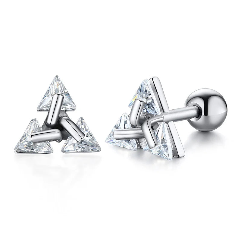 Triangle Stud Earrings for Men Women