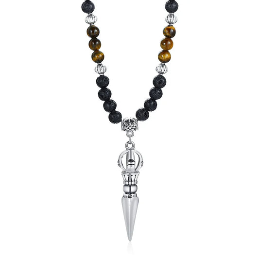 DAGGER WITHTIGER’S EYE LAVA STONE NECKLACE