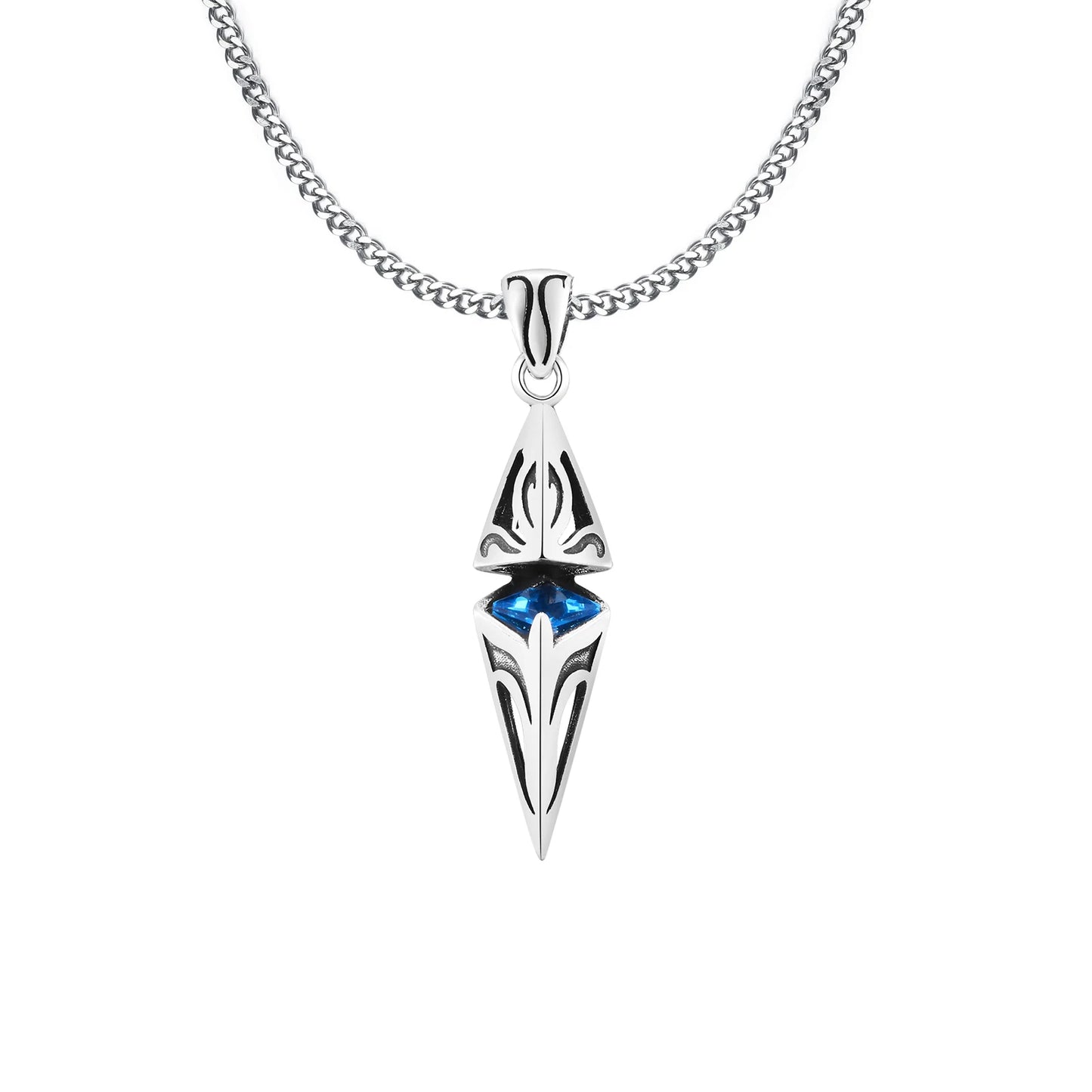 Stylish Men's Necklace with Blue Stone