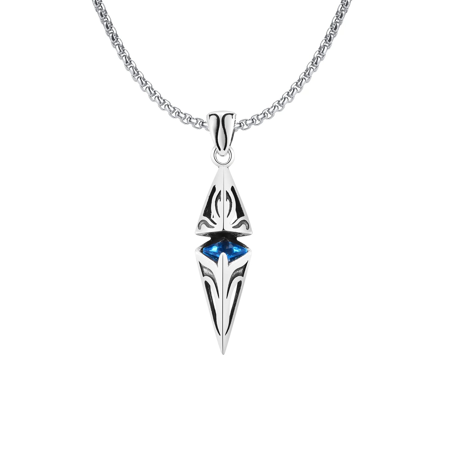 Stylish Men's Necklace with Blue Stone