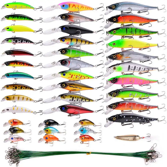 Mixed Fishing Lure Kits Crankbait Minnow Popper Lure Bass Baits wobbler Set