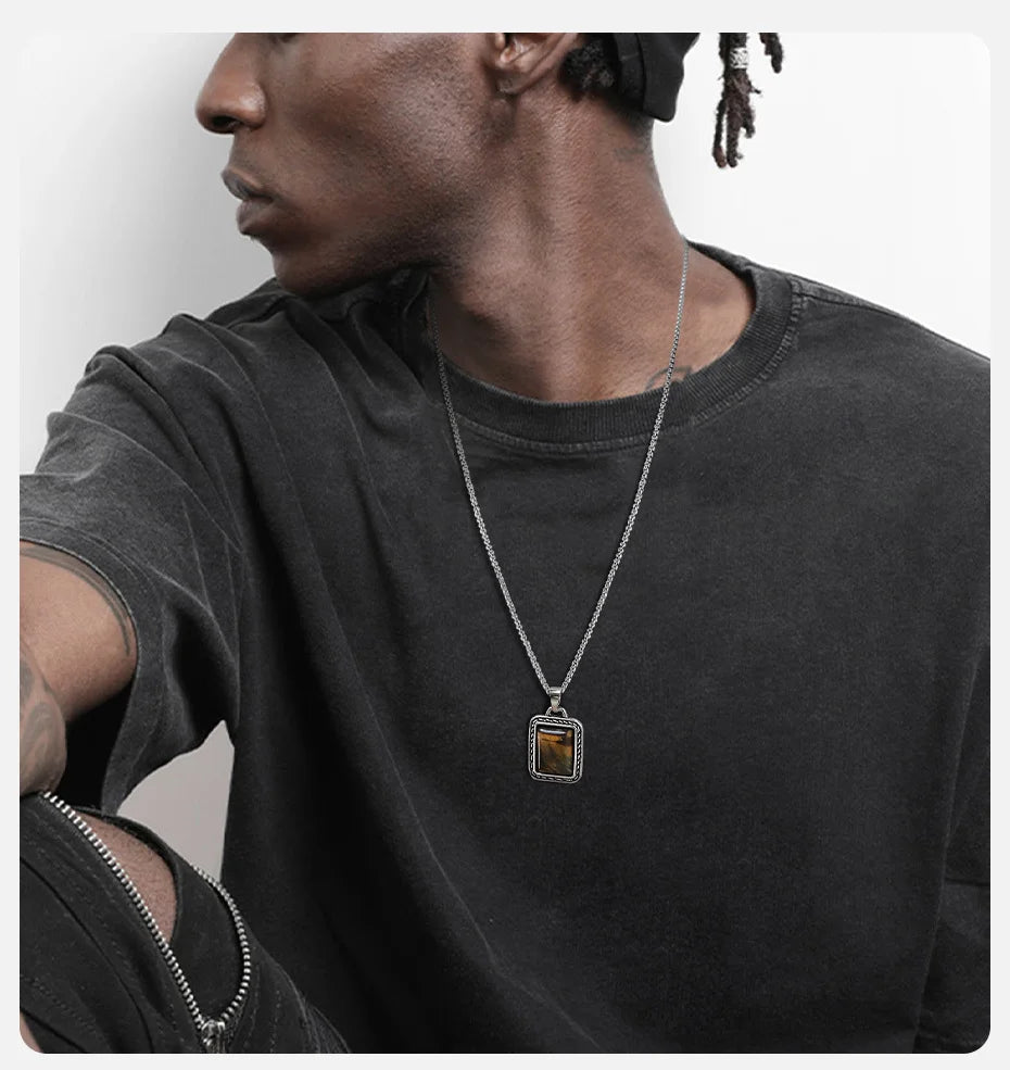 Tiger Eye Stone Pendant Necklaces