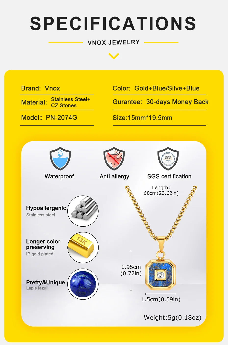 Square Pendant Necklace