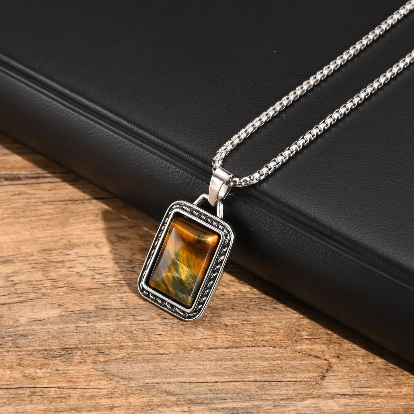 Tiger Eye Stone Pendant Necklaces