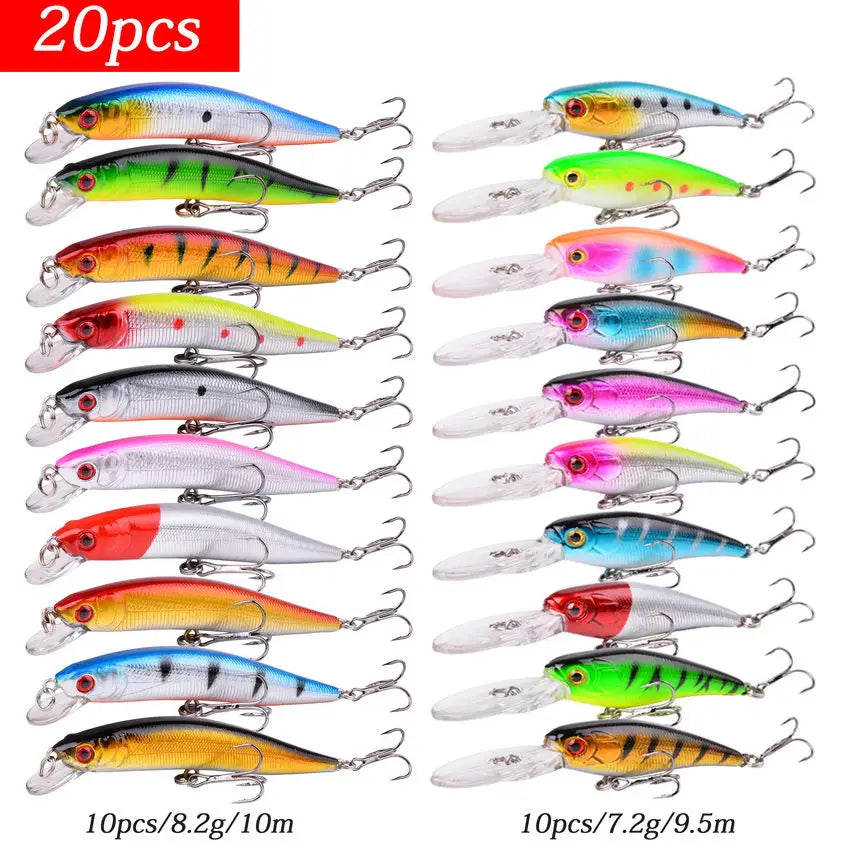Mixed Fishing Lure Kits Crankbait Minnow Popper Lure Bass Baits wobbler Set
