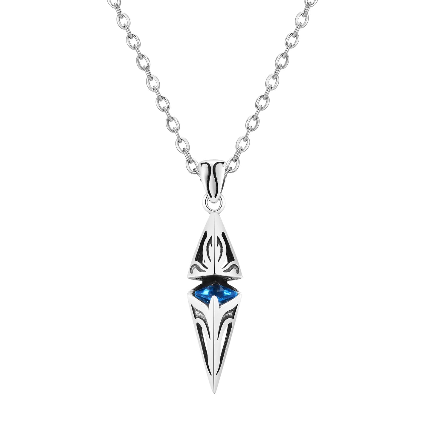 Stylish Men's Necklace with Blue Stone