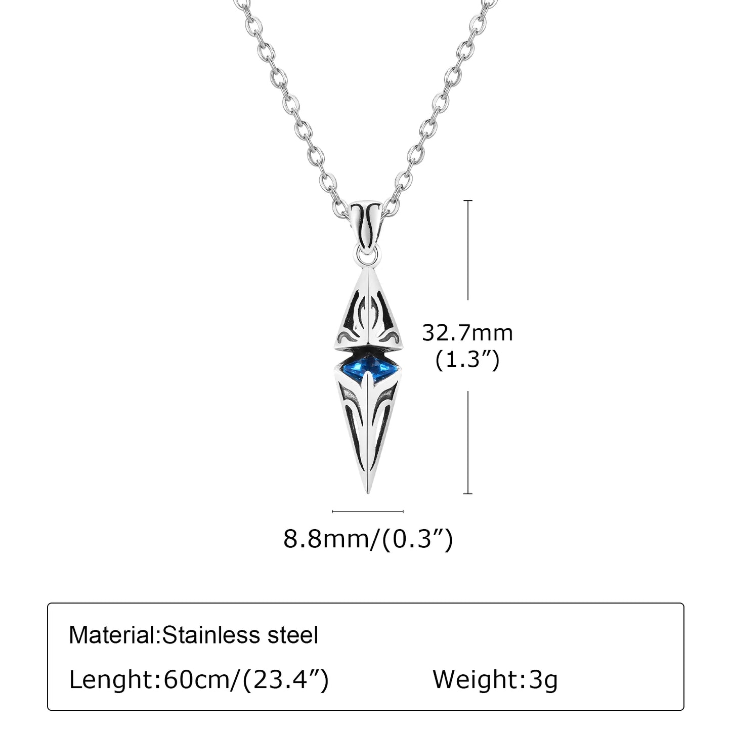 Stylish Men's Necklace with Blue Stone