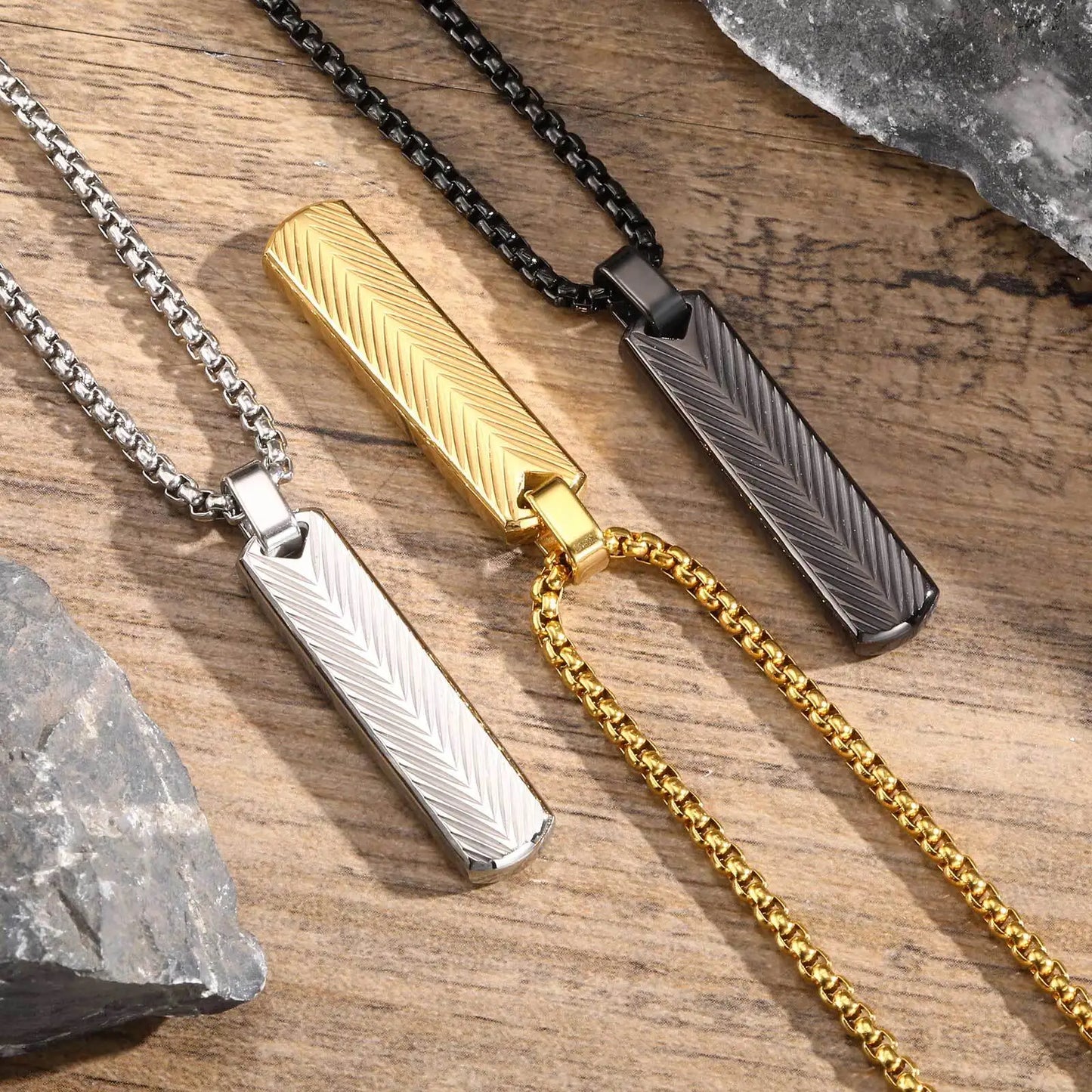Vertical Bar Pendant Necklaces