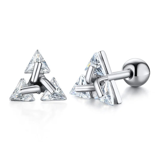 Triangle Stud Earrings for Men Women