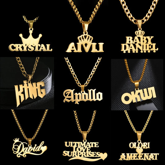 Customized Names Pendant Necklace Stainless Steel