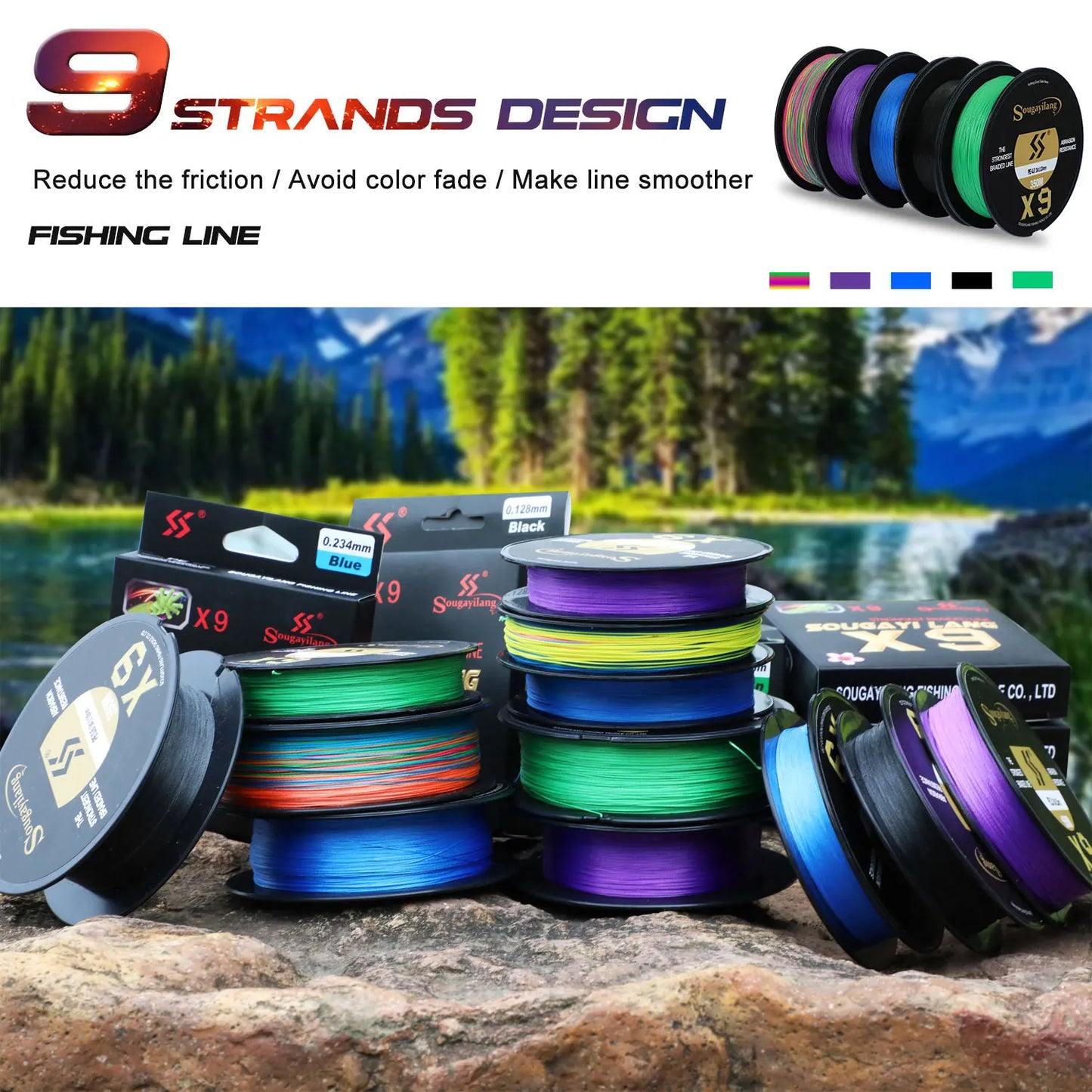 Top Quality 9 Strands PE Line X9 Sinking Line 150M Low Memory Braided Fishing Lines 17-97LB Super Japan Fish Line