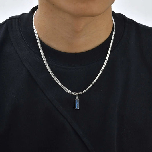 Square Stone Pendent Necklaces for Men